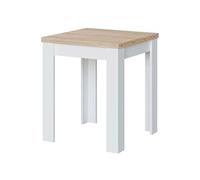 PEGANE Table de Cuisine Extensible Coloris chêne Canadien/Blanc Artic - Hauteur 79 x Longueur 67/134cm x Profondeur 67 cm