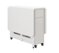 Table de cuisine extensible et pliable en bois massif - Design compact - Pour salon, balcon, bureau à domicile - Finition blanche