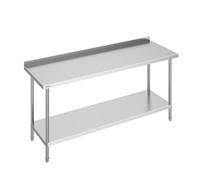 Table de Cuisine Inox-VEVOR-61x182,9x91,4 cm-2 Niveaux-Étagère Réglable en Hauteur-Cuisine Restaurant Bar Hôtel Maison