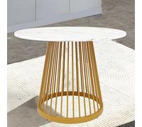 Table De Cuisine Moderne, Petite Table à Manger Pour 4 Personnes, Table De Salle à Manger Ronde, 80 × 80 × 76 Cm, En Faux Marbre, Pour La Maison, La Salle à Manger, La Cuisine,Gold