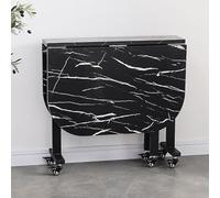 Table de cuisine moderne pliable avec plaque épaisse et design de feuille d'égouttement, 6 roulettes pour une mobilité facile, peu encombrante, avec support en acier au carbone, peut contenir jusqu'à