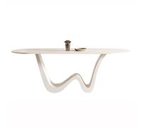 Table de Cuisine Moderne Table à Manger rectangulaire Moderne en Pierre Blanche, Simple et Pratique, idéale for Un Petit Appartement ou Une Maison(140x80x75cm)