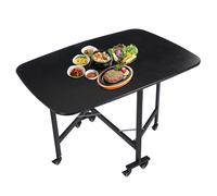 Table de cuisine multifonctionnelle, table de cuisine pliante à 6 roulettes, table de cuisine, gain de place, noir