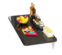 Table de cuisine murale pliable - Bureau flottant peu encombrant avec support en fer - Design en bois rétractable, capacité maximale de 40 kg (noir, 100 x 40 cm)