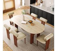 Table De Cuisine Ovale, Tables De Salle À Manger Modernes, Table en Planches De Pierre, Conception De Base en Arc De Triomphe en Bois Massif pour Cuisine De Salle À Manger,Chair,Average