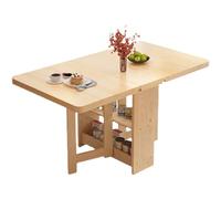 Table de cuisine pliable en bois massif avec rabat et étagère de rangement à 2 niveaux, table de salle à manger peu encombrante pour les petits espaces, design pliable polyvalent pour une utilisation
