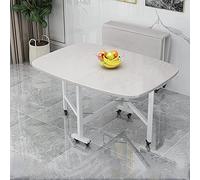 Table de cuisine pliable extensible en bois avec roulettes, design peu encombrant, bords arrondis, idéale pour le salon et la salle à manger (120 x 80 cm)