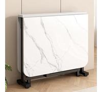 Table de Cuisine Pliable,Table à Manger Pliante pour 4 à 8 Personnes,Tables Console Extensible,Bois MDF et Acier,Moderne à Faible Encombrement,pour Petits Espaces(White Black,100x80cm/39.3x31.4in)
