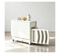 Table de Cuisine Pliante en Bois Massif avec tiroir Rangement | Surface spacieuse, tiroir pratique, stabilité renforcée, design compact idéal for petits espaces(White)