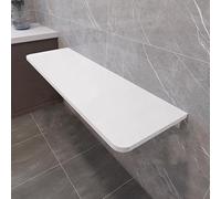 Table de cuisine pliante murale peu encombrante - Support en métal robuste - Panneau de densité épais - Haute capacité de charge - Coins arrondis - Finition blanche - 120 x 25 cm