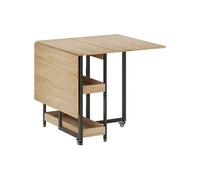 Table à manger pliante - HOMCOM - sur roulettes - 4 personnes - compartiments ouverts - pour petits espaces, salle à manger - chêne