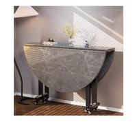 Table de cuisine ronde extensible avec roulettes pour salle à manger et fêtes Gris 160 cm