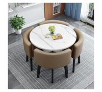 Table de cuisine ronde moderne avec chaises en tissu, 1 table et 4 chaises, table de salle à manger, pour la maison, le bureau ou la réception