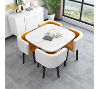 Table de cuisine ronde - Table de salle à manger - 1 table et 4 chaises - Table à manger ronde - Table de conférence ronde - Convient pour divers scénarios #35 - 80 x 75 cm (l x L x H)