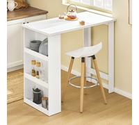 Table de cuisine/salle à manger, table de bar, table basse avec étagère de rangement à 3 niveaux, blanc Table De Salle À Manger Table Haute Mange Debout Table Bar Table À Manger Table À Dîner Table De