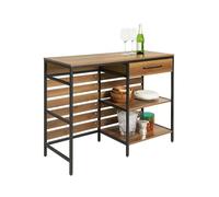 Table de Cuisine SoBuy FSB71-PF - Tiroir et 2 Étagères, Cadre en Acier Stable, Industriel - 120 x 45 x 90cm