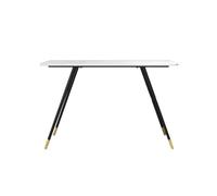 Table de Cuisine Table de Bar étroite rectangulaire Blanche for Balcon, Salon, Maison, Table de pub Haute en Dalle de Roche Peu encombrant(140 * 40 * 105cm)