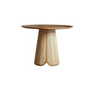 Table de Cuisine Wooden Round Table Home Simple Rattan Dining Homestay Tea(120x75cm)