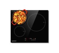 AMZCHEF Table de cuisson 3 foyers 9 niveaux de puissance 3700W avec 3 boosters Encastrable Noir