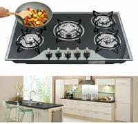 table de cuisson 5 feux gaz encastrable LPG/NG 5 zones Verre trempé Réchaud à gaz (noir) pour gaz naturel propane