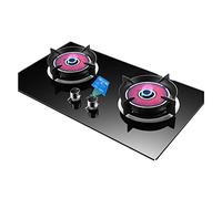 Table de cuisson à gaz, 2 brûleurs avec verre trempé, commutable, protection contre les flammes, wok à feu élevé pour une cuisson sûre et efficace