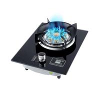 Table De Cuisson À Gaz 32 Cm, Brûleur Wok À Anneau De Feu À 9 Cavités Chronométrées, Dessus en Verre Trempé Noir avec Protection Anti-Extinction, Adapté À La Cuisine Domestique