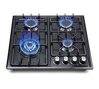 Table de cuisson à gaz de 56 cm, plaque de cuisson à gaz intégrée, 4 brûleurs, poêle en acier inoxydable avec kit de conversion NG/GPL, protection thermocouple et facile à nettoyer