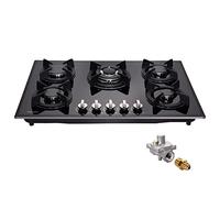 Table de cuisson à gaz de 76,2 cm, verre trempé intégré, 5 brûleurs, cuisinière à gaz convertible LPG/NG, cuisinière à gaz double combustible DM517-01