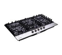 Table de cuisson à gaz DT5189A de 91,4 cm en verre trempé intégré, 5 brûleurs à haute efficacité, cuisinière à gaz convertible LPG/NG, cuisinière à gaz double combustible