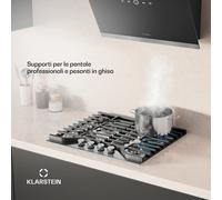 Klarstein Plaque de cuisson gaz Table de cuisson à gaz Turbocast Acier inoxydable 4 brûleurs Support professionnel Brûleur wok