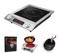 Table de cuisson à induction 3500 W, plaque de cuisson portable de qualité commerciale avec design concave et 10 niveaux de température, adaptée au wok pour sauté et ébullition