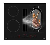 Table de cuisson à induction aspirante COMFEE 60 cm 4 foyers + hotte intégrée 638m³/h avec kit d'évacuation partiel, 7400W