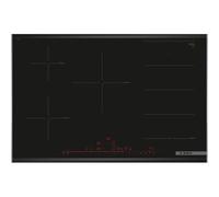 Table de cuisson à induction Bosch Serie 8 PXV875DC1E - 5 plaques de cuisson - largeur : 81.6 cm - profondeur : 52.7 cm - avec garnitures avant et arrière biseautées, garnitures latérales en aluminium