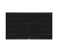 Table de cuisson à induction Bosch Serie 8 PXV975DC1E - 5 plaques de cuisson - Niche - largeur : 88 cm - profondeur : 49 cm - avec garnitures latérale en acier inoxydable - noir/inox