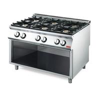Table de cuisson au gaz - Gastro M - GM70-120PCG - 6 feux vifs - 4x 3,7kW et 2x 5,5kW - Gris