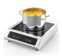 Table de cuisson commerciale à induction, 3500 W, haute puissance avec 9 niveaux et verrouillage de sécurité, plaque chauffante portable en acier inoxydable pour cuisine professionnelle