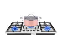 Table de cuisson gaz 5 feux, cuisinière professionnelle, plaque de cuisson gaz inox, encastrable, grande capacité, réglage indépendant, protection flamme, nettoyage facile, usage maison restaurant