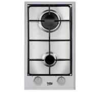 Table de cuisson gaz domino BEKO HDCG32220FX 30 cm 2 brûleurs acier inoxydable avec allumage intégré et sécurité thermocouple Inox