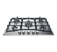 Table de cuisson gaz Hotpoint 75 cm 5 brûleurs Inox PNN 751 T/IX/HA acier brossé