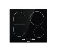 Hisense I6433C7 Table de cuisson à induction 4 zones de cuisson avec fonction Bridge, fonction Power Boost, minuterie de cuisson, noir, 595 x 58 x 520 mm