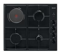 BPE6411BM - Table de cuisson gaz et électrique - 4 plaques de cuisson - Niche - largeur : 56 cm - profondeur : 49 cm - noir