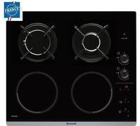 Table de cuisson mixte induction / gaz BRANDT BPI6413BM - 4 zones - L 51 x P 58 cm - Revetement verre - Noir
