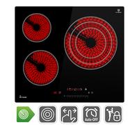 Table de cuisson vitrocéramique 59cm 5,7 kW 3 zones 9 niveaux zone wok tactile