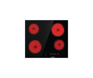 Table de cuisson vitrocéramique HISENSE E6431CB 4 foyers tactiles avec minuterie Stop & Go maintien au chaud Noir