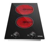 Table de cuisson vitrocéramique IsEasy 2 feux encastrable 3200W, 11 niveaux de puissance avec arrêt automatique, commande par bouton