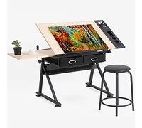 Table de dessin pliable réglable - Bureau de dessin et d'artisanat avec tiroir de rangement pour croquis, peinture et écriture - Station de travail idéale pour studio