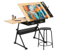 Table de dessin réglable et tabouret avec inclinaison de 0 ° à 45 °, parfait pour les projets artistiques Ding Sketching Art - Wortat créatif idéal pour les artistes