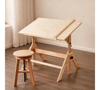 Table de dessin réglable pour artistes 90 x 60 cm en bois massif avec grand plateau inclinable, idéale pour les travaux manuels, l'écriture, la peinture et le travail