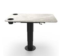 Table de Dînette de Camping-car à Hauteur Réglable, Pliable, avec Support Rétractable en Alliage D'aluminium et Porte-gobelets, Idéale pour Camping-car, Yacht, Bateau, Caravane ou Balcon(Beige)
