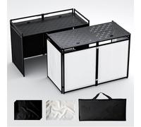 Table de DJ portable 142,2 x 71,1 cm, support pliable pour DJ | Table DJ réglable avec cadre en métal, blanc et noir, table de façade DJ avec trou de câble, support DJ pour événements